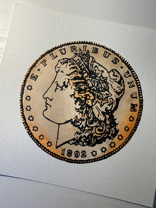 Original Watercolor and Ink Paintings of the 1892-S Morgan Dollar, Obverse Featured in PCGS Insider Issue No. 2